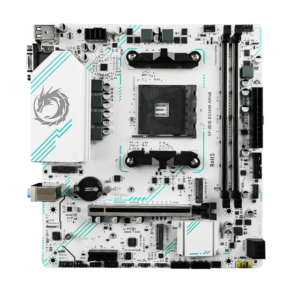 SOYO SY-YL B550M ARGB Micro ATX AM4 Gaming Motherboard, Supports AMD Ryzen 3000/4000/5000 Series CPUs, DDR4 Dual Channel, 2 M.2 PCIe4.0 Slots, Gigabit LAN, 5V 3Pin ARGB Header for PC Builds, Pcie4.0 Slot