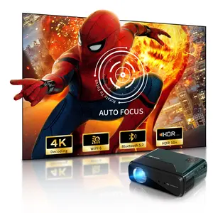 Portable 4K Android TV Smart Projector, Auto-Focus Wi-Fi 6 Bluetooth Full HD 1080P, Auto Keystone, HDMI, USB, Audio, 9500 lm 50% Zoom Compact LED Projector for Gaming & Outdoor Movies