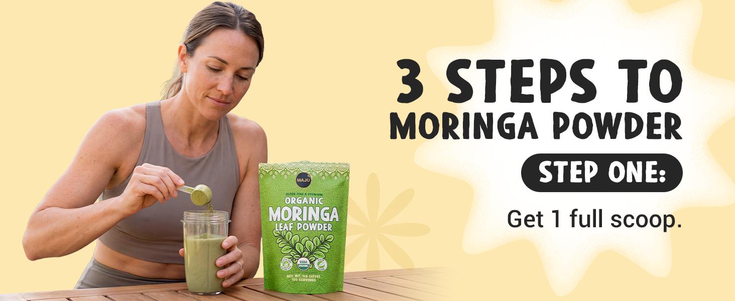 MAJU Organic Moringa Powder (1lb), Oleifera Leaf, Non-GMO and Raw, Shade Dried for Highest Nutrients, Add to Mixed Beverages Natural Superfood Nata MAJU Organic Moringa Powder (1lb), Oleifera Leaf, Non-GMO and Raw, Shade Dried for Highest Nutrients, Add to Mixed Beverages Natural Superfood Nata