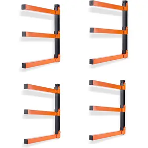 Wall Mount  Organizer and Lumber Storage Metal Rack with 3-Level - Indoor & Outdoor Use, 4 Pack