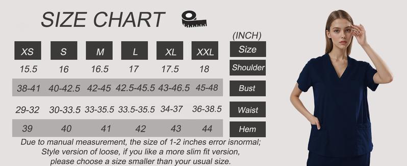 Women and men Soft V-Neck Scrubs Top  Stretch and Durable Fabric Medical Uniform