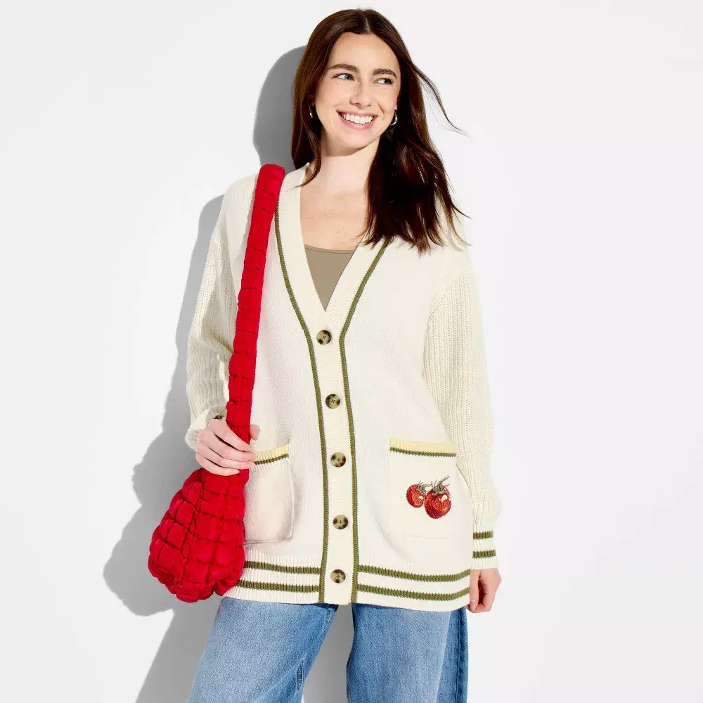 Women's Tomato Graphic Cardigan Sweater