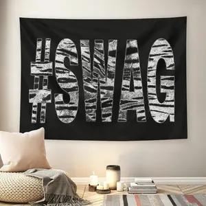#SWAG Tiger Print Wall Flag, Black & White Animal Pattern, Mid-century Modern Black Flash Manga Style, Streetwear Aesthetic, For Adult Fans, Bold Slogan Decor, Teen Bedroom, Dorm, Edgy Room Vibe