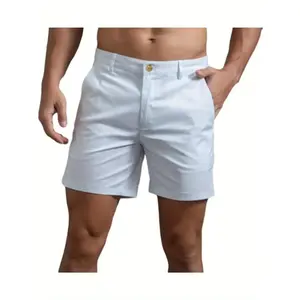 Men's Classic fit 6-inch khaki cotton shorts-lightweight, quick-dry, slim fit with elastic waistband & drawstring, durable for hiking, climbing & casual attire