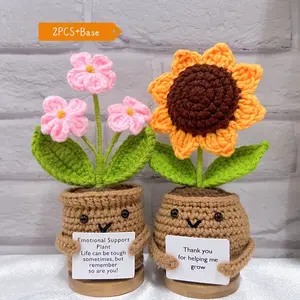 Handmade Crochet Sunflower/Forget Me Not Plants, Emotional Support Plants, Thank You For Helping With Me Grow, Birthday Gift, Gift For Teachers