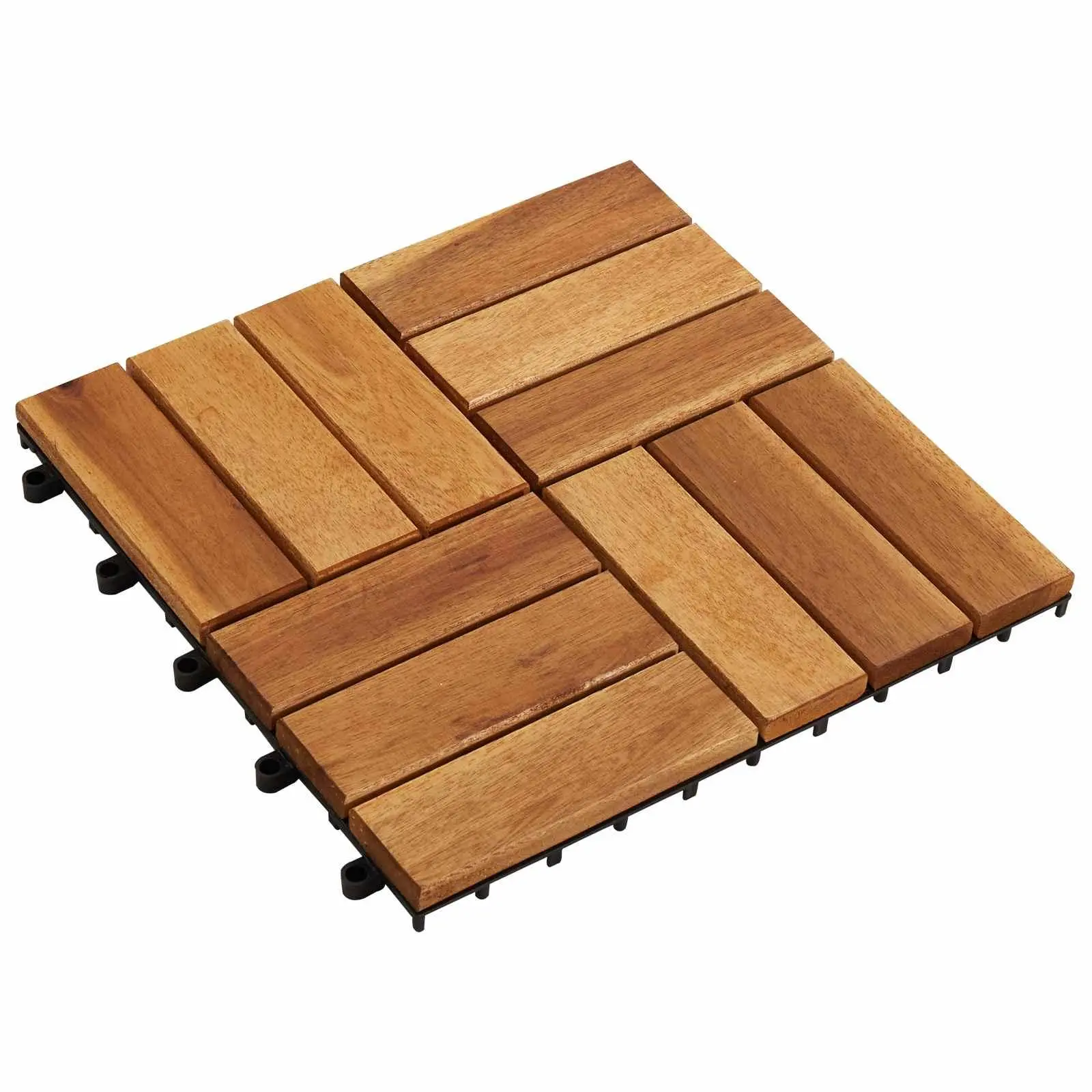 vidaXL Decking Tile 20 pcs Brown 11.81 x 11.81 in Acacia Hardwood, Chic Acacia Square Decking Tiles, Trendy Modular Floors, Modern Wood Touch for DIY Home Decor, Beige Vibe 3444689