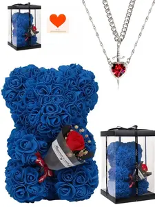Handmade everlasting flower rose teddy bear gift box, ideal for dates for both men and women, must-have gift for Valentine's Day, anniversary gift or birthday gift, Halloween, Christmas bestseller, Premium Gift Box