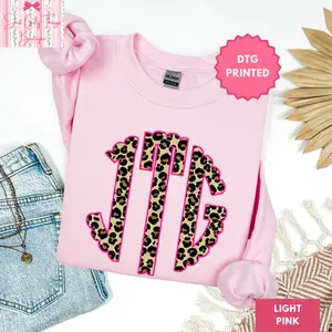 Custom Leopard Monogram Sweatshirt ~ (Leave First Name Initial, Last Name Initial, Middle Name Initial in Notes at Checkout), Custom Name Sweatshirt, Personalized Name Sweatshirt, Custom Monogram Sweatshirt, Cheetah Monogrammed Sweatshirt