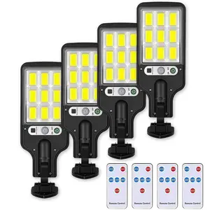 Outdoor Street Lights Solar Powered-4 PCS, 108 Solar Motion Lights Outdoor Dusk to Dawn Outside Remote Control, 6500K Adjustable Flood Lighting, IP65 Waterproof Yard Wall Porch 4 Pack