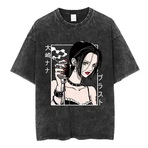 valentine shirts  Japanese hot Anime Nana Osaki Japanese retro washed T-shirt T-shirts Washed7 Vintage Loose Oversized Unisex hot product Classic