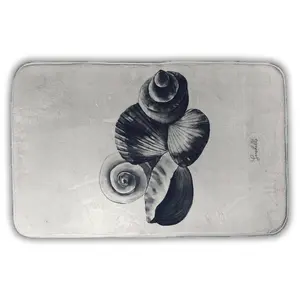 360 stand Rectangle Marine Theme Microfiber Foam Bath Mat Accessory, 21x34 in Blue Seashell Print, Absorbent Bathroom Splash Protection Home Supply, Bath Rug, Bathroom Floor Mat