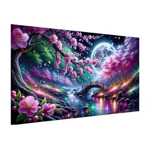 Large Diamond Art Kit for Adults, Landscape Big Diamond Painting Kit Large Size 5D Full Drill Round Diamond Painting Gem Art for Home Wall Decor Gift 27.5 X 15.7inch