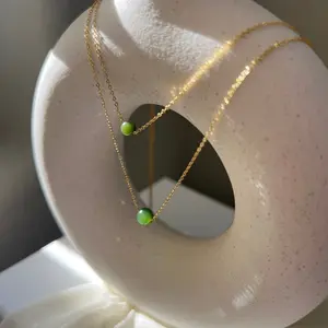 Dainty Jade Necklace with Gold Filled Chain
