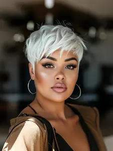 Fashionable Women's Synthetic Wig, Pixie Cut Wig, 6-Inch Short Straight Hair Cap, Layered Style, Comfortable and Breathable, Easy to Wear and Maintain