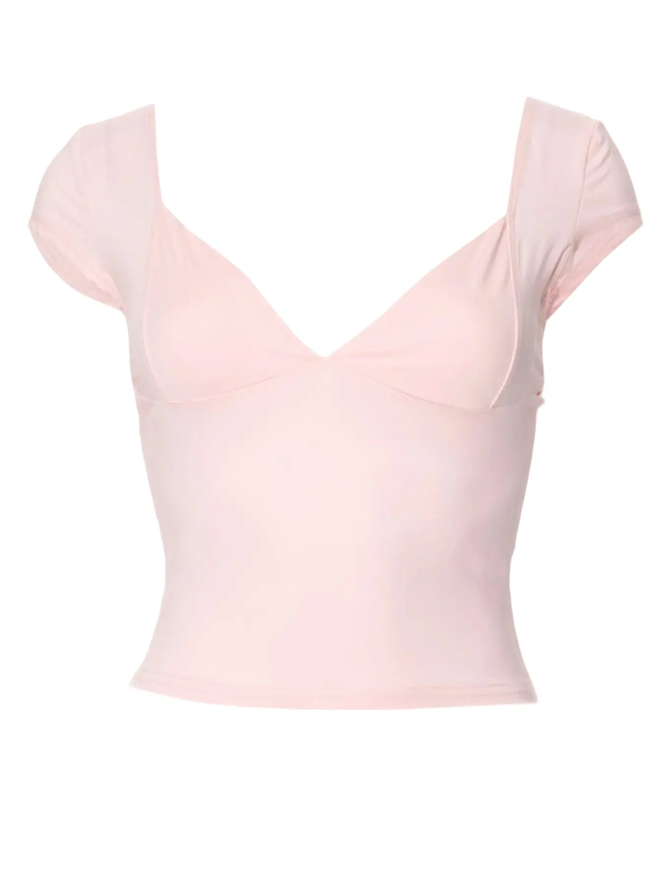 Women's Solid Sweetheart Neck Crop Tee, Casual Cap Sleeve T-Shirt for Outdoor Daily Wear, Ladies Summer Clothes, Summer Outfits 2024, Tshirt