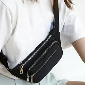 Multifunctional Sports Casual Crossbody Chest Bag, Large Capacity Multi-Pocket Stitched Embroidery Waist Pack, Lightweight Sporty Bag, Zipper Fanny Pack