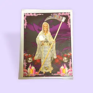 Santa Muerte prayer card in Spanish Money 3x4 inches