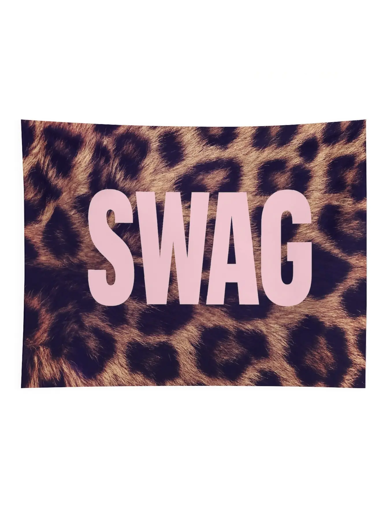 Leopard Print Pink SWAG Slogan Wall Tapestry, Y2K Street Style Wall Hanging For Bedroom Dorm