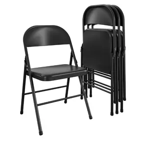 Mainstays Set of 4 Metal Folding Chairs with Padded Seat | Mainstays Portable Indoor Outdoor Seating for Home, Banquets, Meetings, Weddings, Parties and Everyday Use, living room