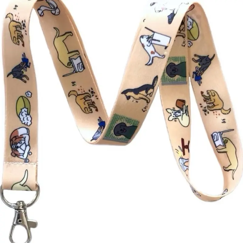 Funny Bad Dog Lanyard Keychain ID Badge Holder - Cute Cartoon Dog Design Neck Strap for Keys, Work, Animal Lovers