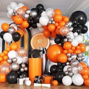 Black & Orange Balloon Arch Kit 118PCS with Confetti Latex Balloons for Birthday & Graduation
