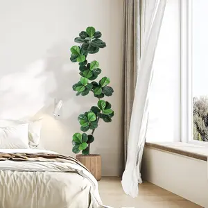 7ft Realistic Look Artificial Fiddle Leaf Fig Tree with White Planter, Moss, Adjustable Limbs, Fake Rubber Silk Leaves Floor Plant, Indoor/Outdoor Decor for Living Room, Home Office Decorative Gift