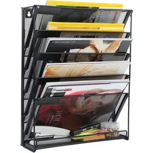 Wall File Holder, 6-Tier Hanging Wall File Organizer Wall Mount Paper File Folder Mail Organizer for Office/School, 1 Pack