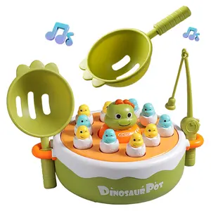 Jumping Dinosaur Fishing Toy, 3-In-1 Family Interactive Educational Toy, Montessori Learning Gift for Kids Aged 3+, Requires Aa Batteries