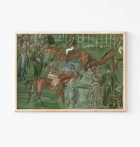 Muted Race Day Vintage PRINT Wall Art _ Modern Equestrian Cottagecore Decor  _ Vivid Art Print RD-741