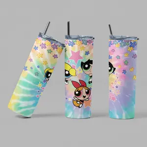 [Bar] The Powerpuff Girls Cartoon 20oz Stainless Steel Tumbler with Handle – Cartoon Network Fan Insulated Mug, The Powerpuff Girls Series Style Cup, Leakproof Travel Gift