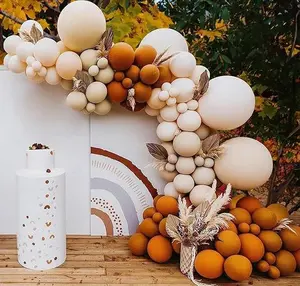Fall Balloons Garland Arch Kit-142PCS Burnt Orange, Cream Peach Apricot Terracotta Balloon for Birthday Party, Baby Bridal Shower, Wedding Decorations