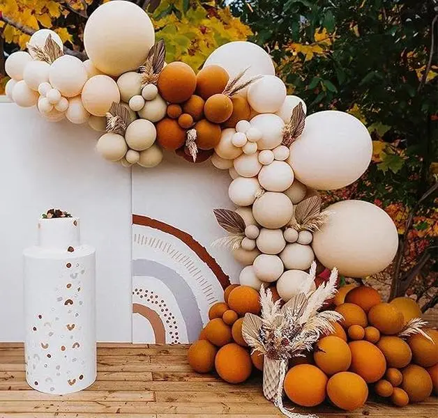 Fall Balloons Garland Arch Kit-142PCS Burnt Orange, Cream Peach Apricot Terracotta Balloon for Birthday Party, Baby Bridal Shower, Wedding Decorations