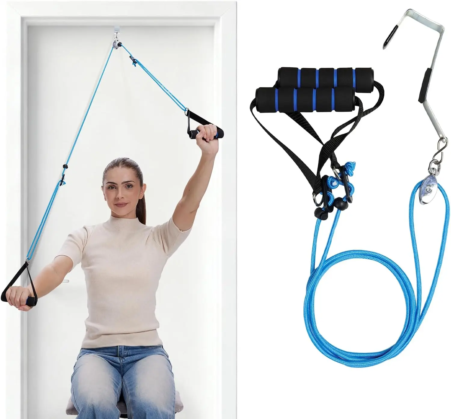Shoulder Pulley for Physical Therapy - Quiet Nylon Glide, Adjustable Rope Length, Easy Installation, Smooth Movements, At-Home Shoulder Rehabilitation, Range of Motion Enhancement, At-Home Physical Therapy, Increases Range Of Motion