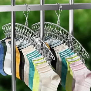 1Pc stainless steel clothes drying rack windproof hanger clip socks laundry drying rack underwear socks storage device