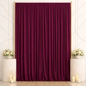 Spandex Backdrop Curtain Burgundy 10ft x 14ft, 4-Way Stretch Wrinkle-Free Photo Booth Backdrop with Rod Pockets for Wedding & Events
