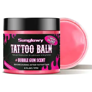 isletan Sunglowy Pink Tattoo Ointment Butter Cream For New And Old Tattoos, Tattoo Balm With Natural Formula, No-Petroleum, Bubble Gum, 177g