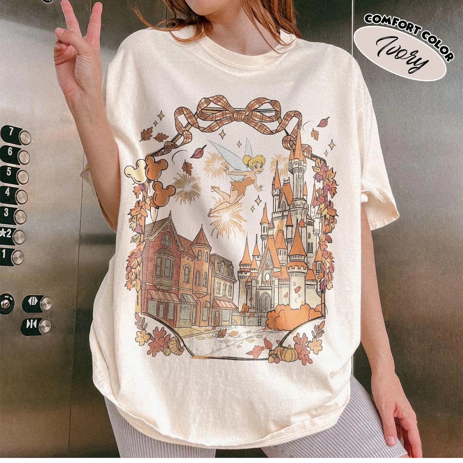 Vintage Magic Kingdom Castle Fall Vibes Shirt, Mouse Pumpkin Tis The Season WDW Magic Kingdomland Trip Tee Gift For Her Autumn Tinkerbell Shirt