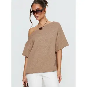 Kourta Off Shoulder Oversized Knit Top Mocha