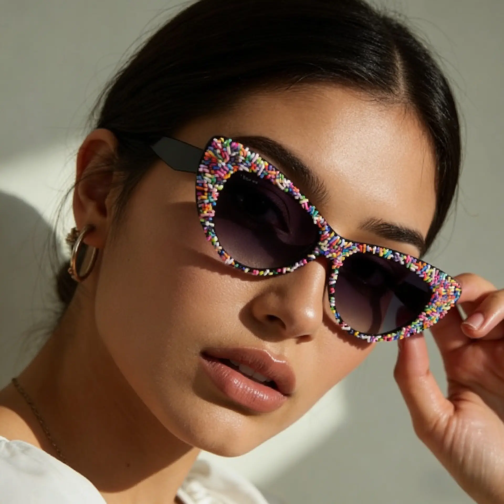 Cat Eye Sunglasses with Cute Candy Sprinkles, Dopamine Accessories for Women Girls, UV400 Protection Retro Vintage Sunglasses, Sweet Novelty Sunnies for Birthday Party, Festival Outfits, Girls Trip, Beach Vacation