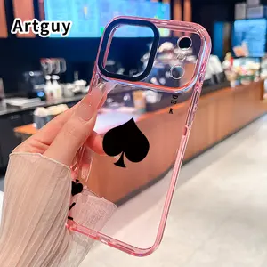 Phone Case for iPhone 17 Pro Max 16 Air Plus 15 Pro Max 14 13 12 11 Seven Spade Pattern Non-Yellowing Shockproof Soft Silicone Transparent Cover