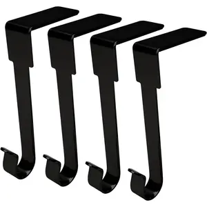 4-Pack Non-Slip Christmas Stocking Holders for Mantel - Black Hangers for Fireplace, Staircase, Wreath & Garland Decor