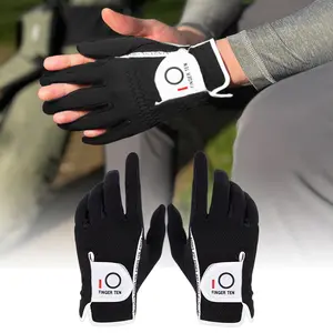 FINGER TEN Men's Golf Gloves Rain Grip Both Hands Pair Left Right Hand, Hot Wet Weather No Sweat Black Gray White Blue Fit Size Small Medium Large XL 2XL 3XL