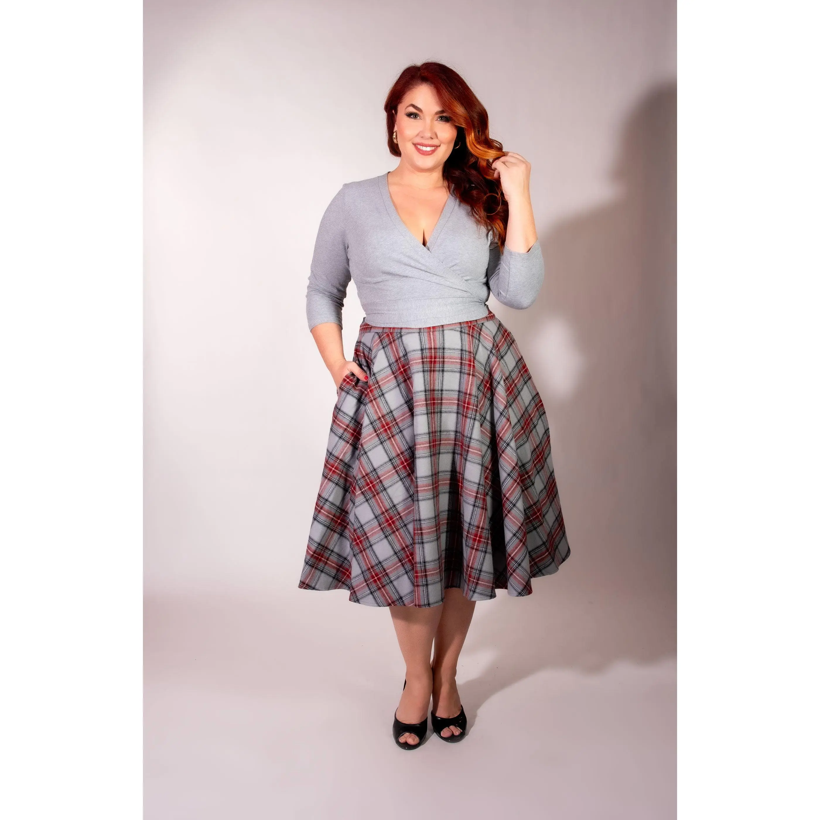 Haute Circle Skirt - Flannel, Grey Plaid