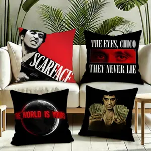 Scarface Cushion Cover Plush Reversible Pillow Cover: Perfect for Car Rides, Sofa Lounging, Bedroom Relaxation & More A Thoughtful Gift for Loved Ones!