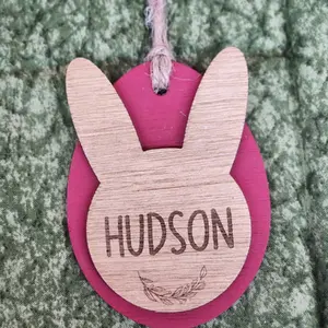 Easter basket name tags with bunny and easter egg