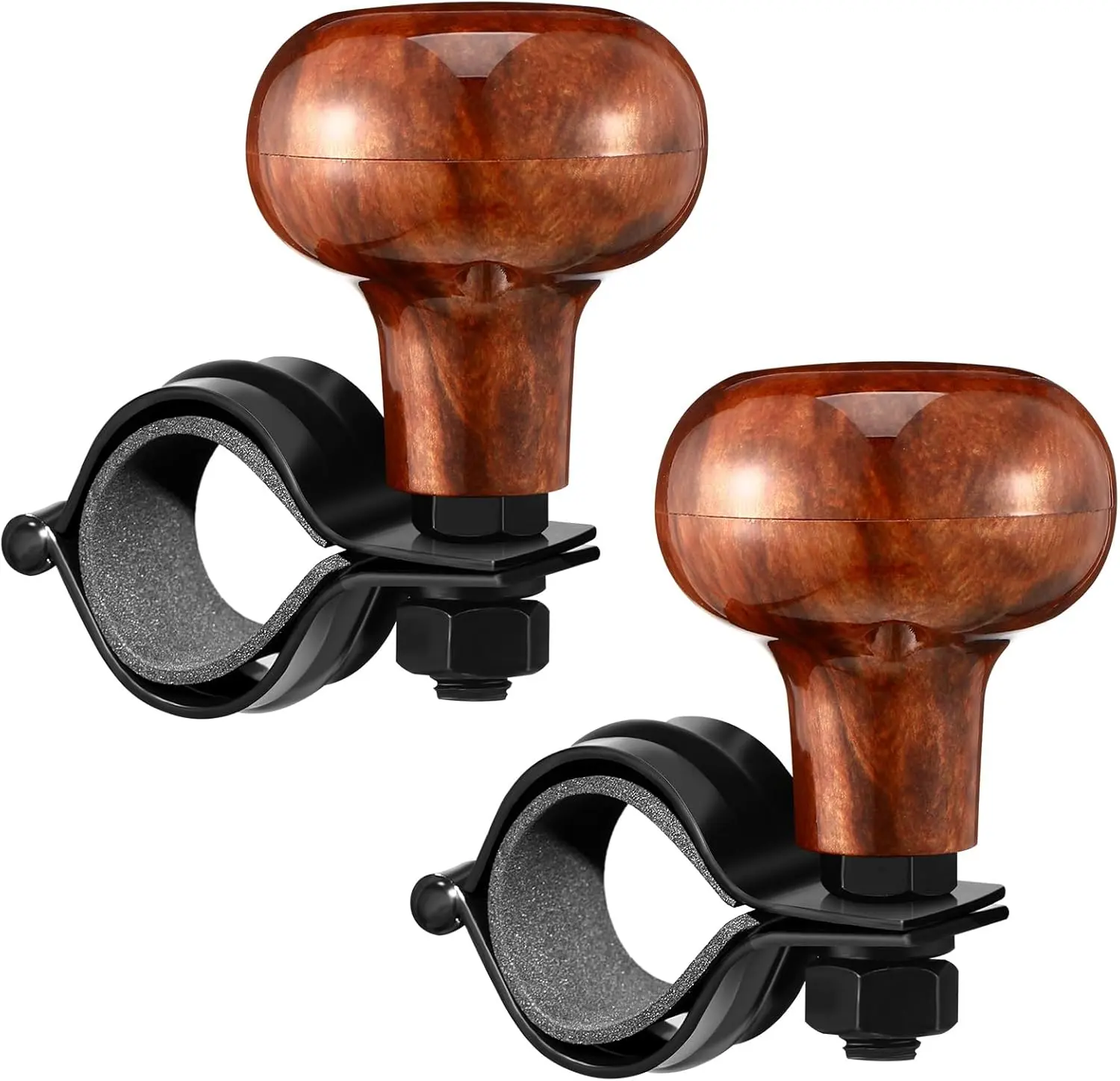 2 Pcs Steering Wheel Knob Spinner, 360 Degrees Rotation Woodgrain Spinner Knob Universal Fit for All Cars, Trucks, Semis, Tractors, Boats, Golf Carts