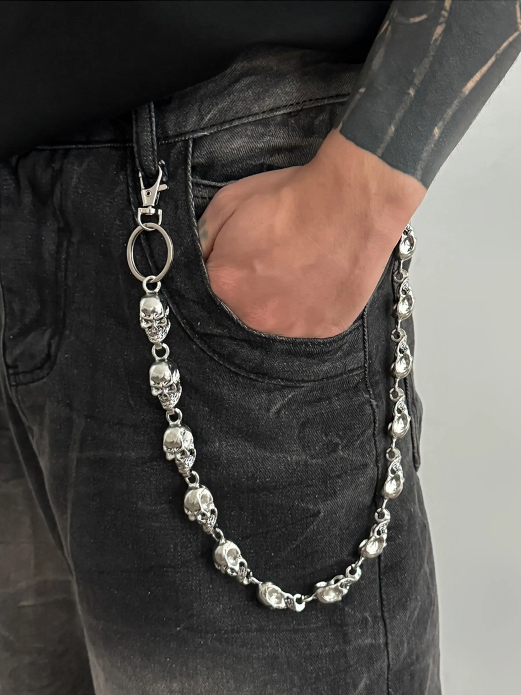 Pants Chain Waist Chain for Men Women,Biker Skull Chain Wallet,Long Cool EMO Punk Trousers Pocket Belt Key Chains for Hip Hop Rock Jean Gothic Clothing Accessories