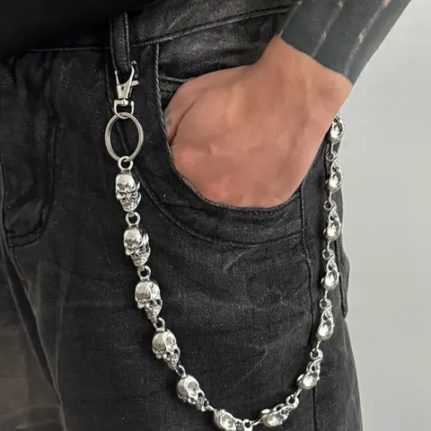 Pants Chain Waist Chain for Men Women,Biker Skull Chain Wallet,Long Cool EMO Punk Trousers Pocket Belt Key Chains for Hip Hop Rock Jean Gothic Clothing Accessories, Chain Accessory
