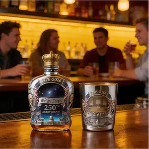 1/2PCS American "We the People" 250th Anniversary Silver Commemorative Edition Crown Whiskey Bottle