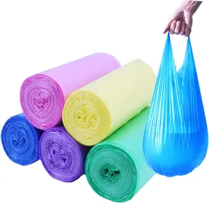 100 Count 4 Gallon Trash Bags Small Colorful Garbage Bags with Handle for Home Office Bathroom Trash Can Strong Durable Kitchen Garbage Bags Multi-Color